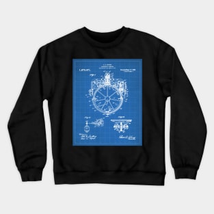 Gyrocompass Patent - Sailor Sailing Boat Lake House Art - Blueprint Crewneck Sweatshirt